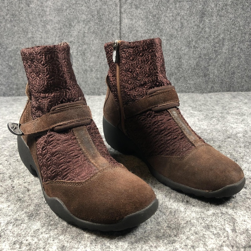Natural Sport Boots Womens Size 8.5 Brown Falza Ankle‎ Zip Strap Wedge 15978200